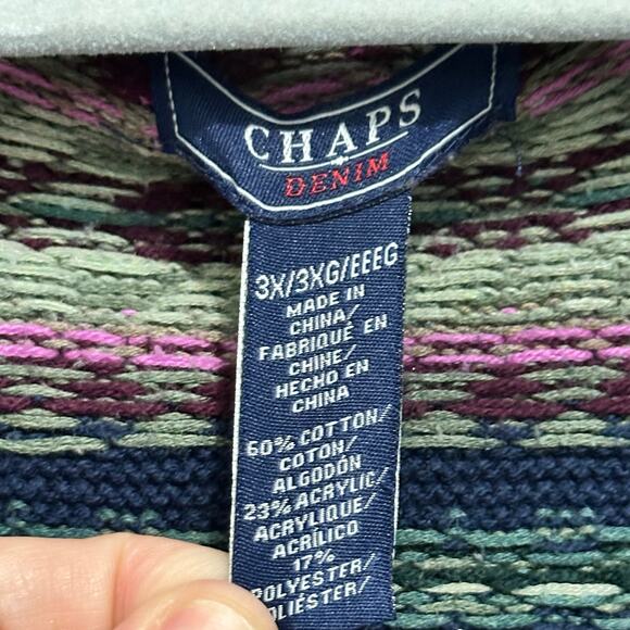 Chaps Ralph Lauren Cotton Blend Knit Button Vest Nordic Fair Isle Plus Sz 3x - Picture 3 of 11